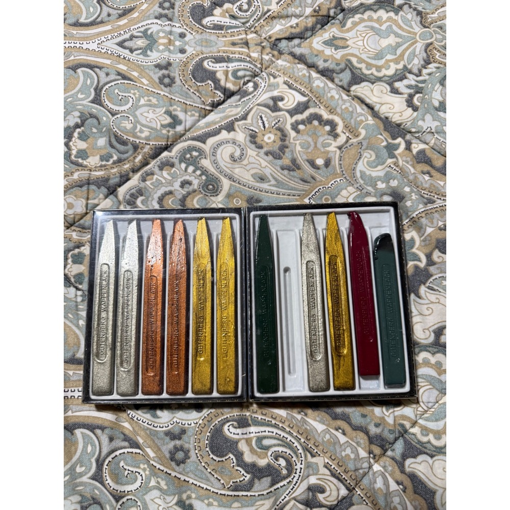 Gutenberg Wappenlack Sealing Wax Sticks Germany Gold Silver Copper Red Green 11p